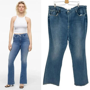Good American x Zara Classic Bootcut Jeans Medium Wash Plus Size‎ 30